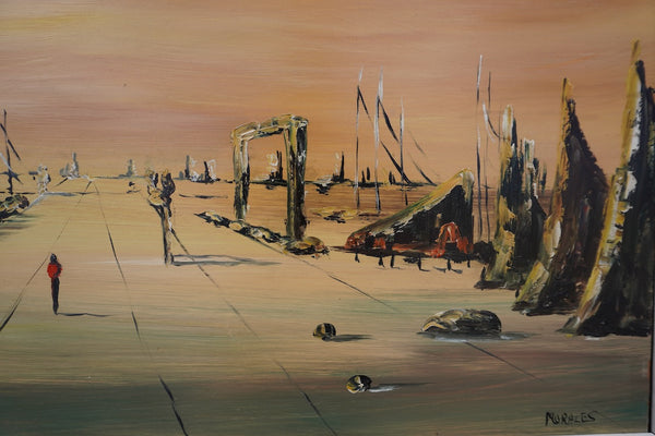 Surrealist Landscape, signed Morales c 1950 P3379