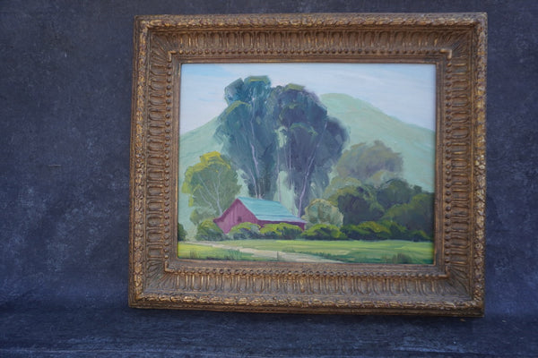 Sam Hyde Harris Barn Landscape, Oil on board P3388