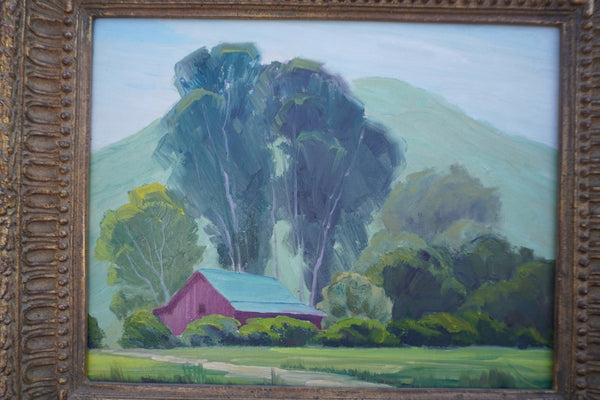 Sam Hyde Harris Barn Landscape, Oil on board P3388
