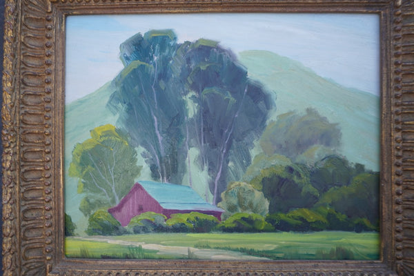 Sam Hyde Harris Barn Landscape, Oil on board P3388