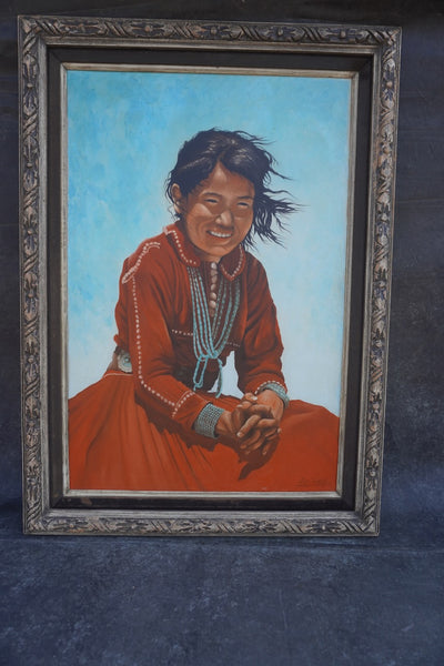 Don E Taylor (b 1954) - Southwest Indian Girl with a Turquoise Necklace  P3392