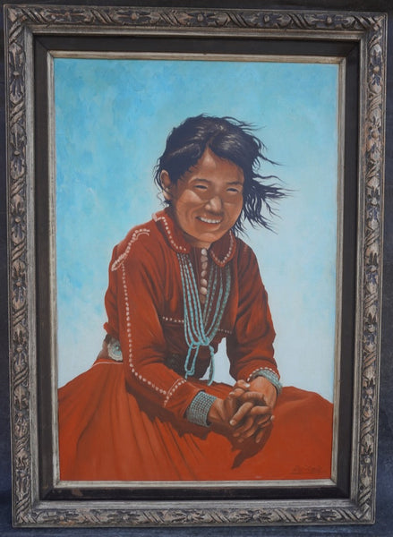 Don E Taylor (b 1954) - Southwest Indian Girl with a Turquoise Necklace  P3392
