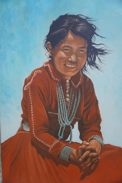 Don E Taylor (b 1954) - Southwest Indian Girl with a Turquoise Necklace  P3392
