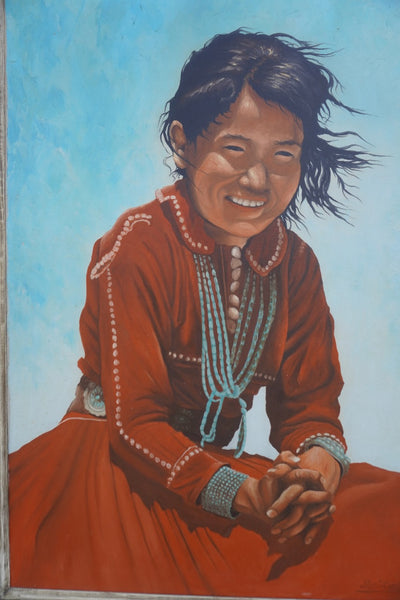Don E Taylor (b 1954) - Southwest Indian Girl with a Turquoise Necklace  P3392