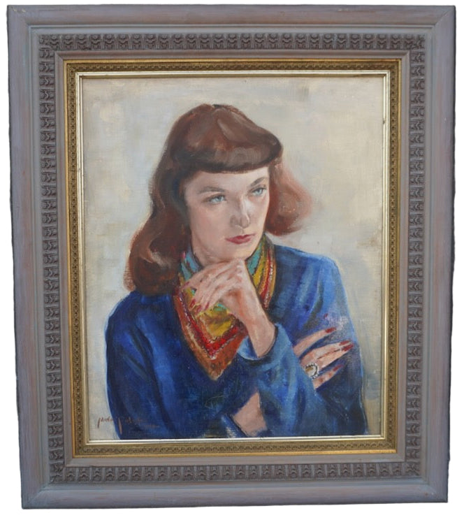 Mina Pulsifer - Anne in a Blue Dress - Oil on Masonite c.1948 P3403