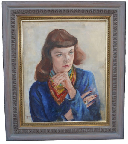 Mina Pulsifer - Anne in a Blue Dress - Oil on Masonite c.1948 P3403