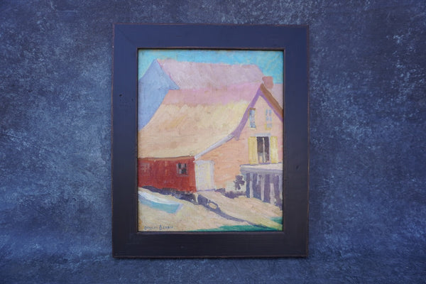 Charles Bensco (1894-1960) -California Barn - Oil on Canvas 1930s P3409