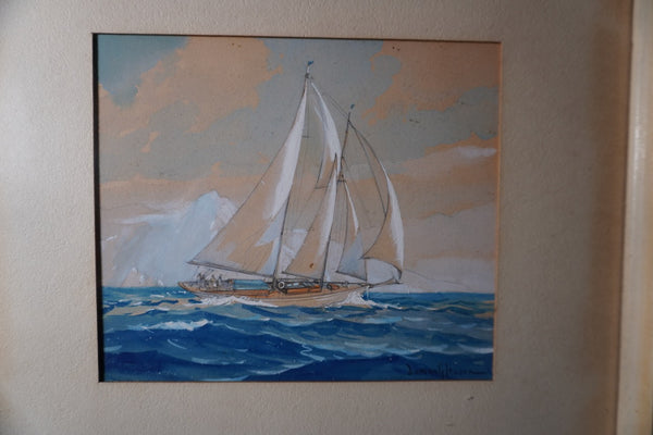 J. Duncan Gleason - Sailboat - Pencil & Gouache c.1928 P3419