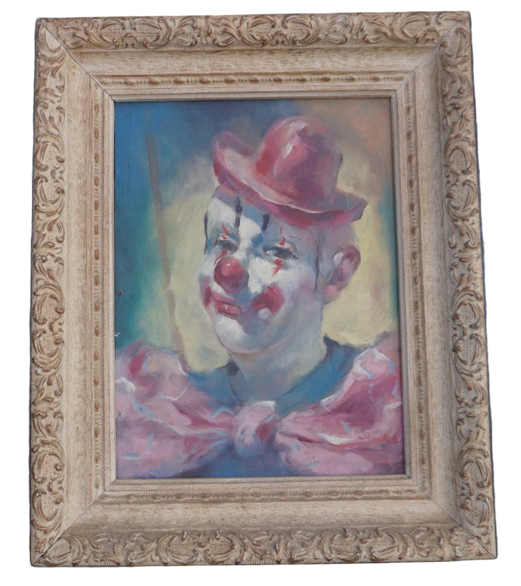 Portrait of a Clown, Oil on Board P3433