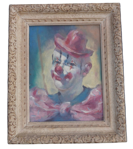 Portrait of a Clown, Oil on Board P3433