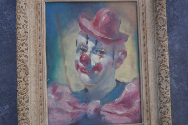 Portrait of a Clown, Oil on Board P3433