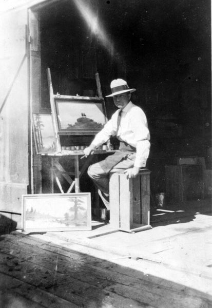 Willard Page - Adobe House in a Landscape - Oil on Canvas Board circa 1930 P3126