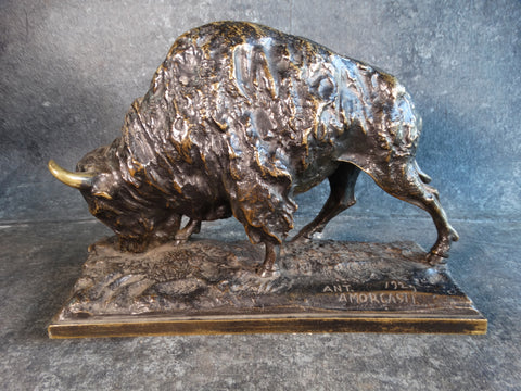 Antonio Amorgasti (1880-1942) Bronze Bison Sculpture circa 1927 A1154