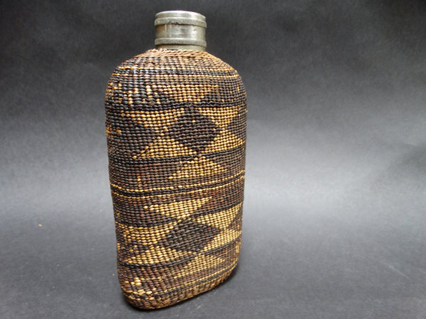 Native American Hupa Flask Basket Bottle