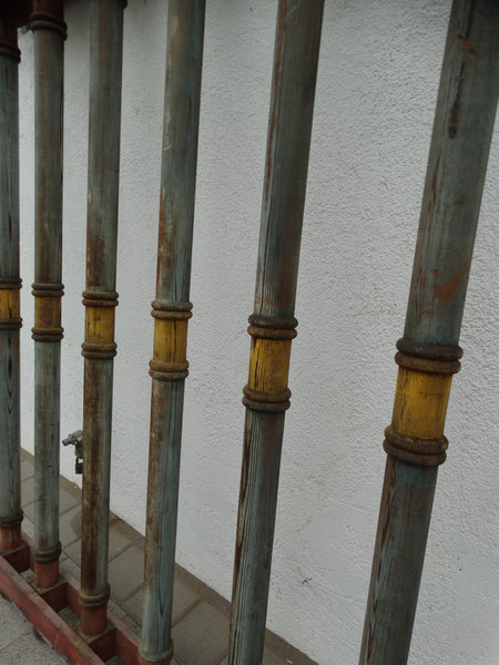 Spanish-Mexican Colonial Wooden Painted Grille c 1920