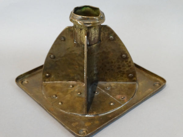 Arts& Crafts Single Candlestick in Brass