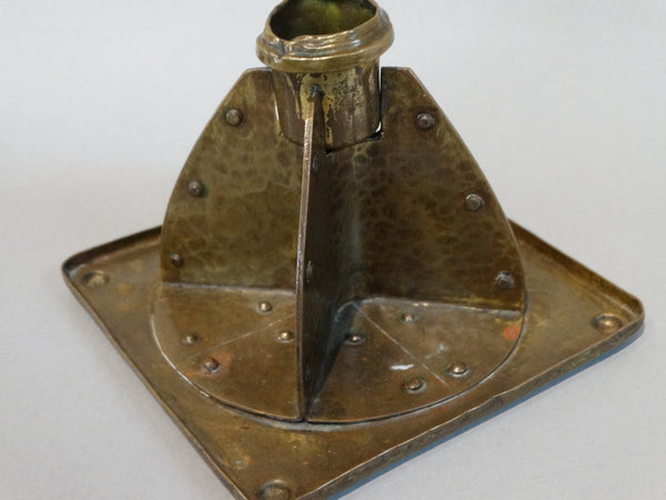 Arts& Crafts Single Candlestick in Brass