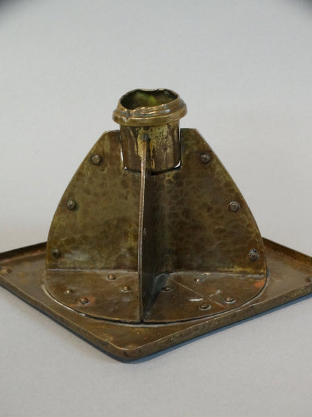 Arts& Crafts Single Candlestick in Brass