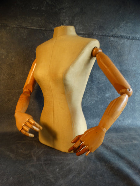 Female Mannequin Torso w Articulated Hands and Arms 1950s A2402
