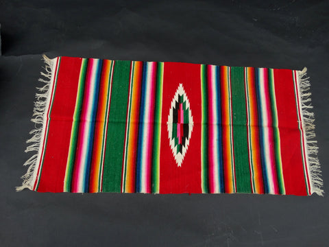 Red & Green Tabletop Serape circa 1940s A2418