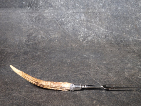 Elk Horn Handled Carving Fork Silver Shank A2525
