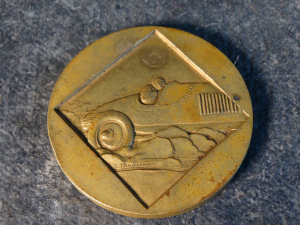 Édouard Charles Fraisse - Deco-Moderne French Touring Car/Race Car Medallion circa 1930 A2601