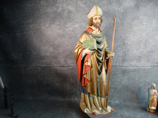 Hand Carved and Painted Statue of a Saint - Late 19th Century A2738