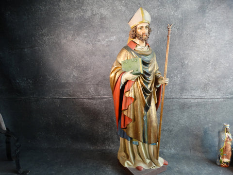 Hand Carved and Painted Statue of a Saint - Late 19th Century A2738