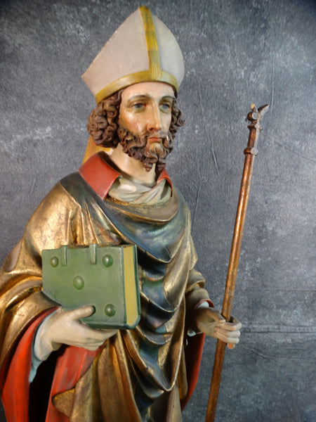 Hand Carved and Painted Statue of a Saint - Late 19th Century A2738