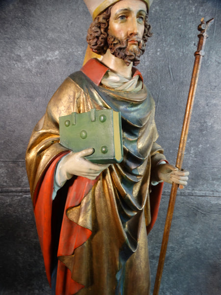 Hand Carved and Painted Statue of a Saint - Late 19th Century A2738