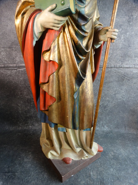 Hand Carved and Painted Statue of a Saint - Late 19th Century A2738