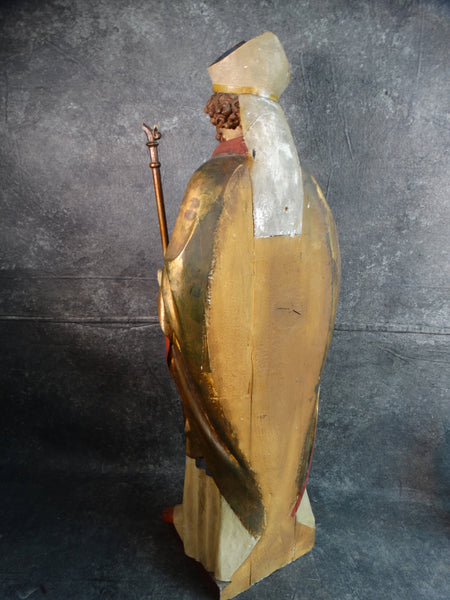 Hand Carved and Painted Statue of a Saint - Late 19th Century A2738