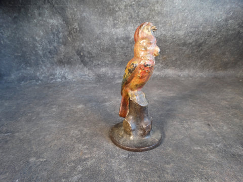 Painted Cast Iron Parrot Door Stop Statuette 1890 A2817