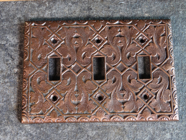 American Art Metal Works 3-Gang Switch Plate A2897