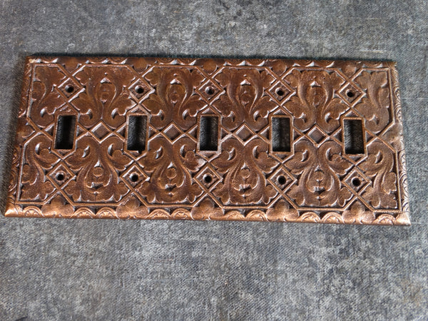 American Art Metal Works 5-Gang Switch Plate A2899