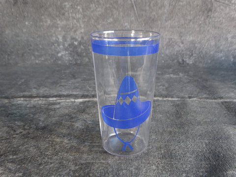 Fiestaware Mexicana Sombrero Glass with Beveled Interior c 1930 in Cobalt A2908