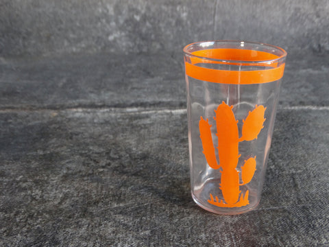 Fiestaware Mexicana Cactus Glass with Beveled Interior c 1930 in Orange A2914