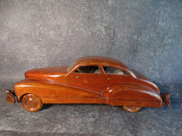 Folk Art Car with Integrated Keepsake Drawer Hand-Carved from Mahogany 1940s A2930
