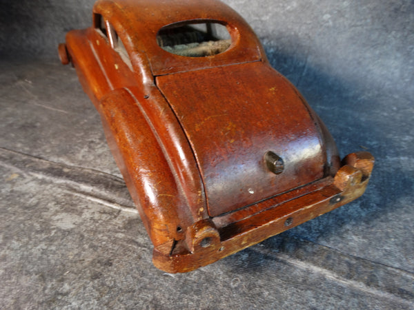 Folk Art Car with Integrated Keepsake Drawer Hand-Carved from Mahogany 1940s A2930