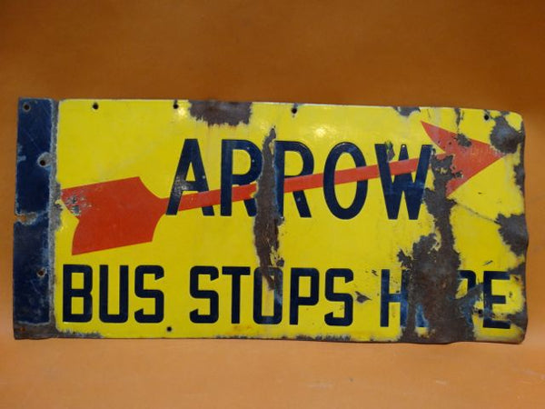 Arrow Bus Stops Here Metal Sign