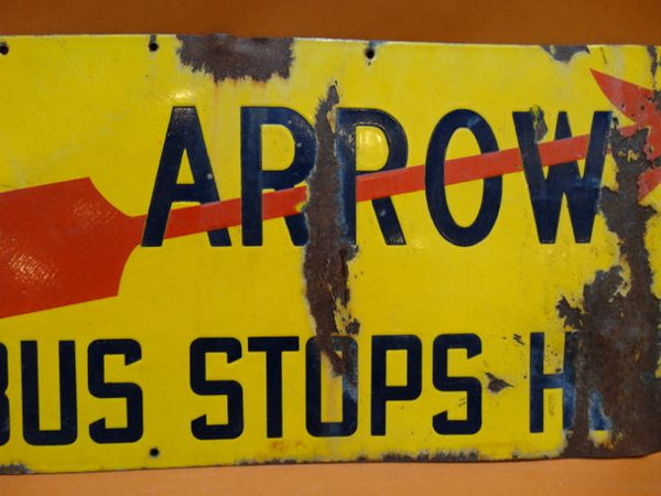 Arrow Bus Stops Here Metal Sign