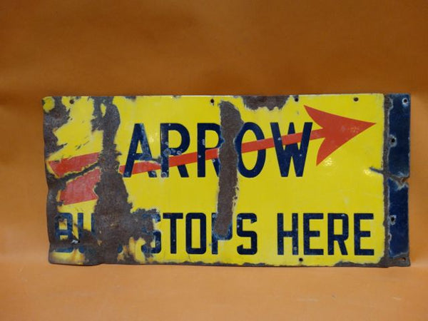 Arrow Bus Stops Here Metal Sign