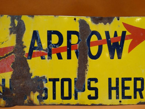 Arrow Bus Stops Here Metal Sign