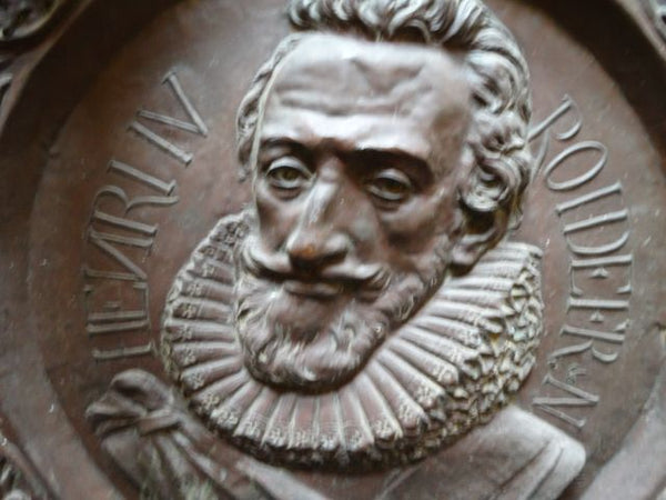 19th Century French Copper Medallion Wall Plaque Portrait of Henri IV A956