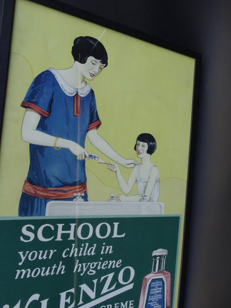 Mother Daughter Klenzo Dentifrice Poster 1920s - School Your Child In Mouth Hygiene