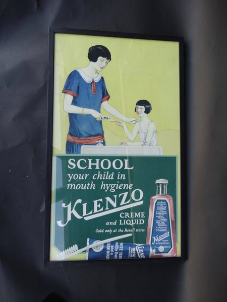 Mother Daughter Klenzo Dentifrice Poster 1920s - School Your Child In Mouth Hygiene