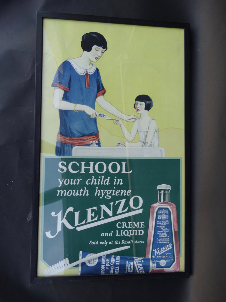 Mother Daughter Klenzo Dentifrice Poster 1920s - School Your Child In Mouth Hygiene