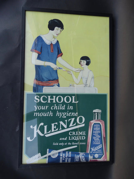 Mother Daughter Klenzo Dentifrice Poster 1920s - School Your Child In Mouth Hygiene