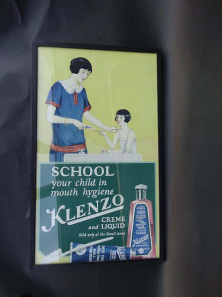 Mother Daughter Klenzo Dentifrice Poster 1920s - School Your Child In Mouth Hygiene