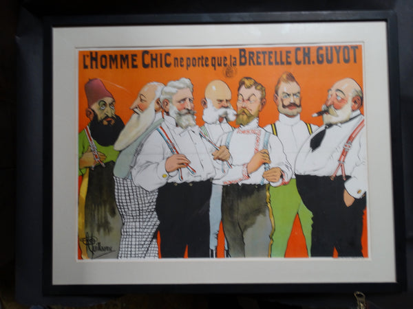 Albert Guillaume - Advertisement for Charles Guyot Suspenders - Lithographic Poster 1906 AP1205